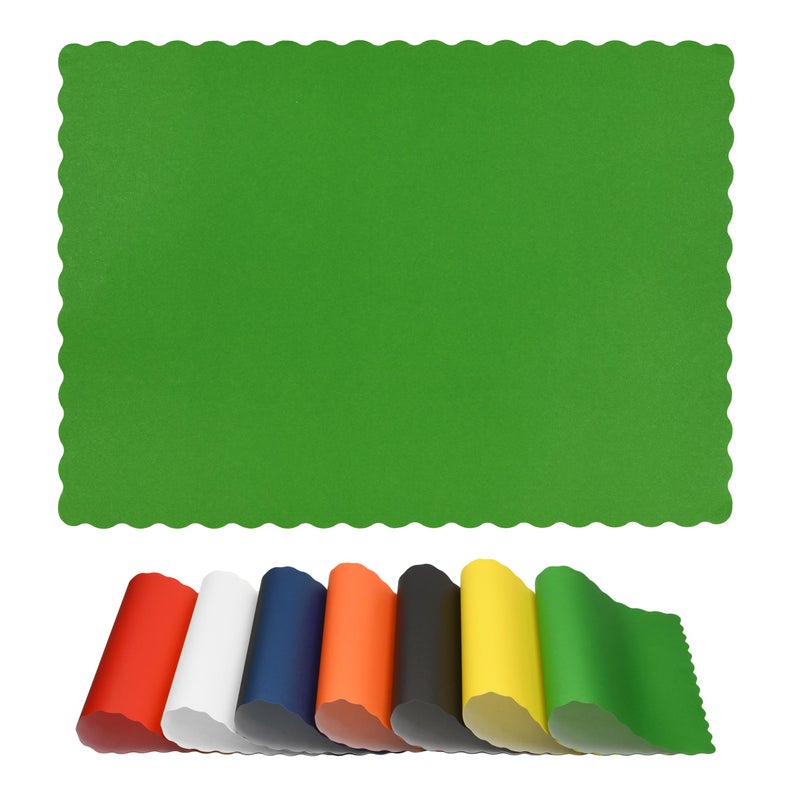Netko Paper Placemats for Dining Table - Disposable Scalloped Edges Color Table Mats Great for Parties and Christmas Table Decorations 10"x14" (Hunter Green) 50ct - Image 1